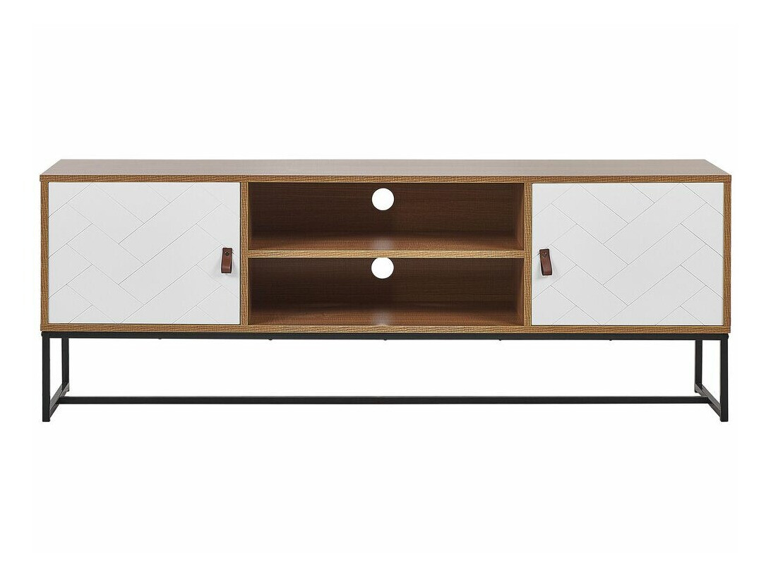 ТВ тумба Fiotivu 102 (Белый + Чёрный + Светлое дерево)