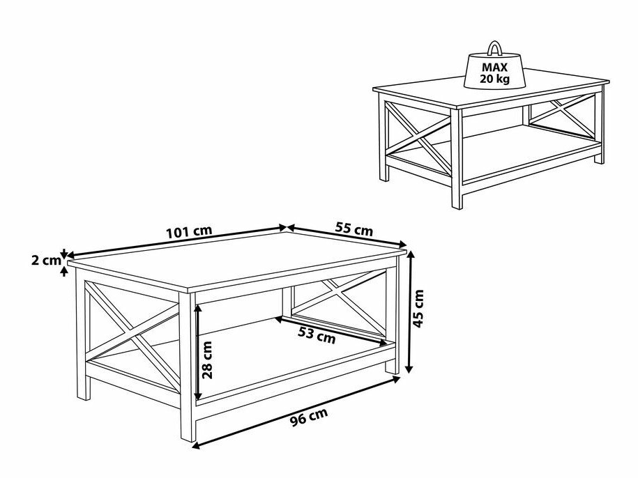 Žurnālu galdiņš Cateti 102 (Balts)