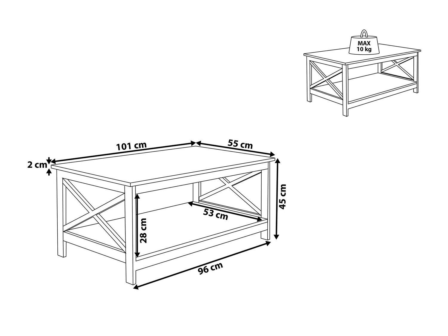 Žurnālu galdiņš Cateti 102 (Melns)