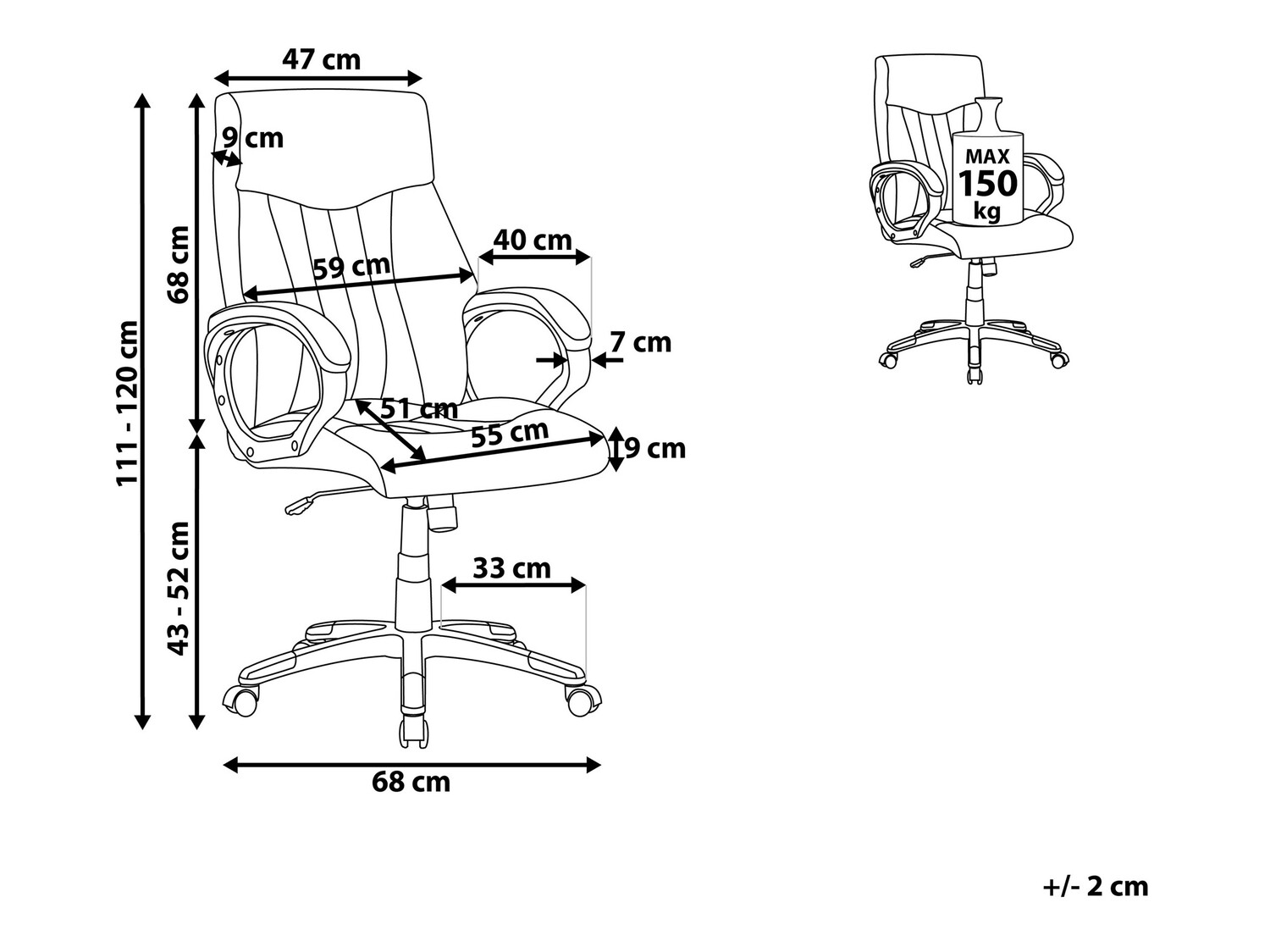 Biroja krēsls Berwyn 283 (Melns)