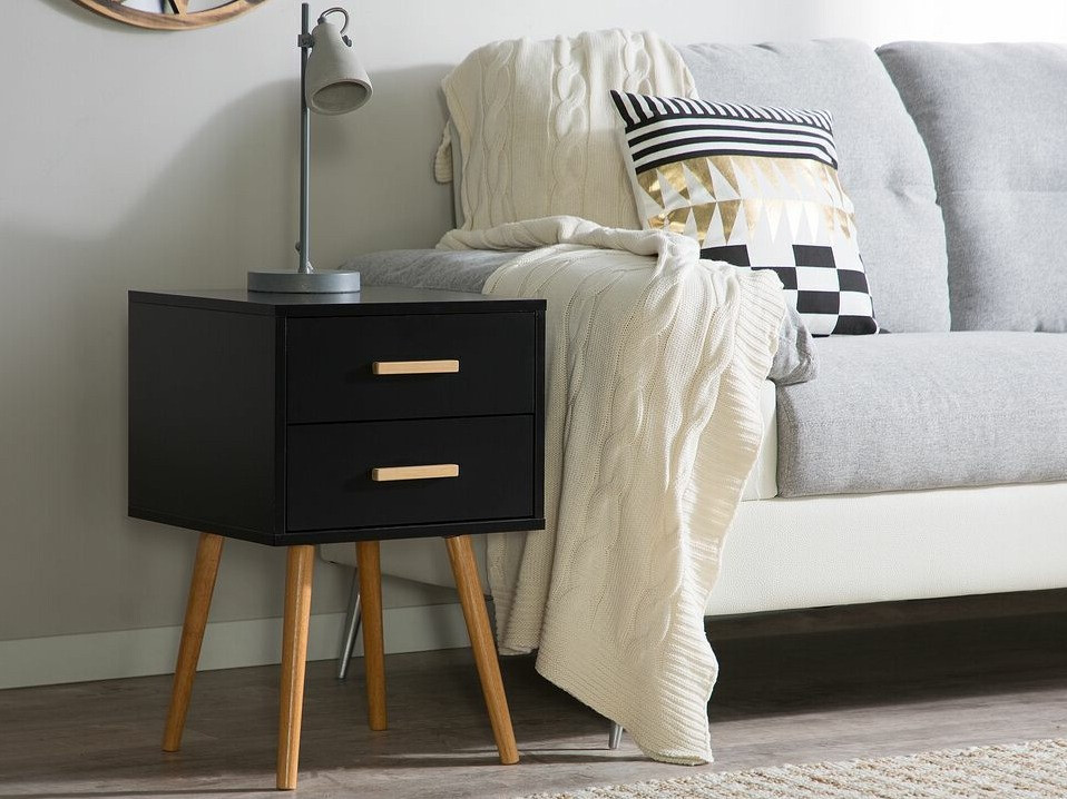 Прикроватная тумбочка Berwyn 281 (Чёрный + Светлое дерево)