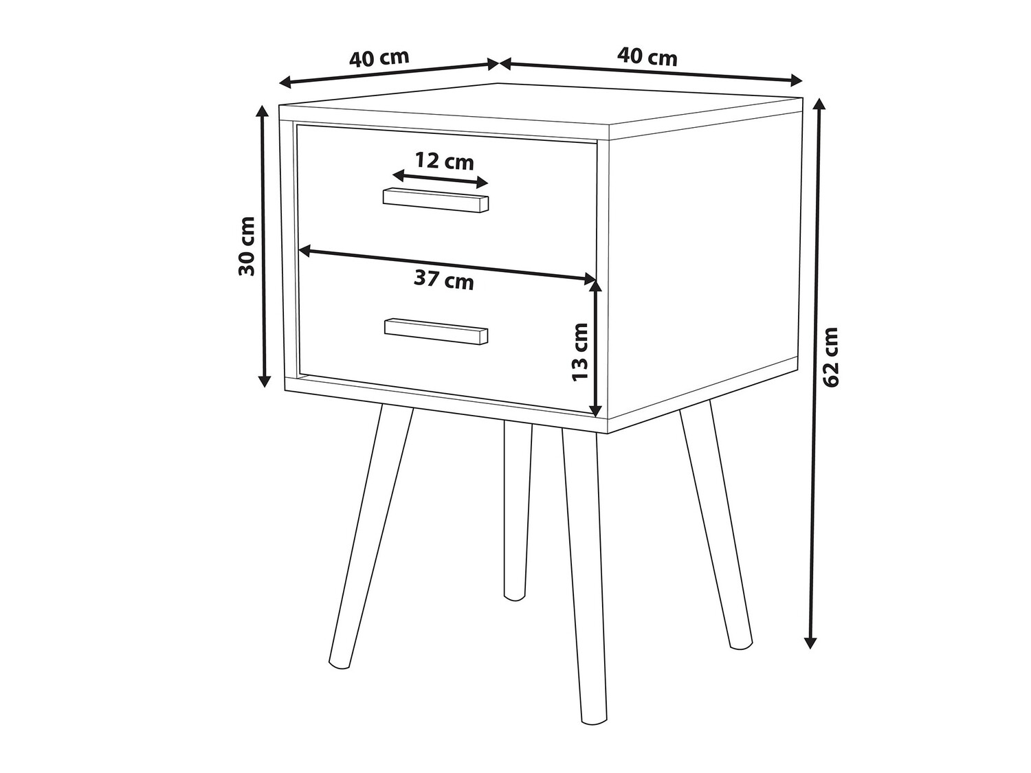 Прикроватная тумбочка Berwyn 281 (Чёрный + Светлое дерево)