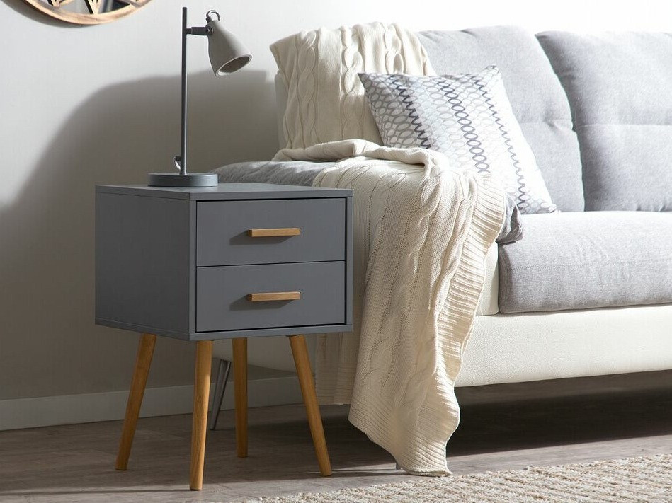 Прикроватная тумбочка Berwyn 281 (Серый + Светлое дерево)