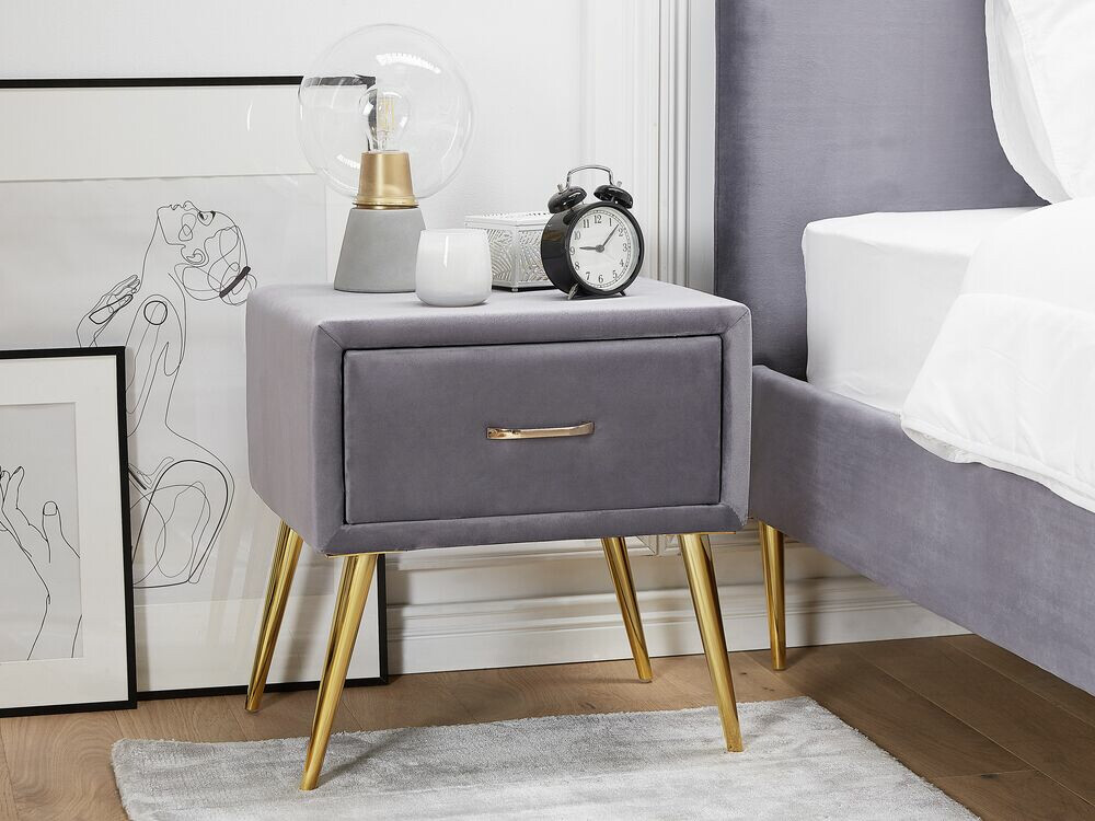 Прикроватная тумбочка Berwyn 325 (Серый + Золотой)