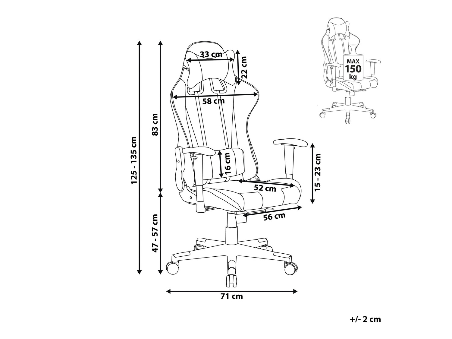 Spēļu krēsls Berwyn 308 (Melns + Zils)