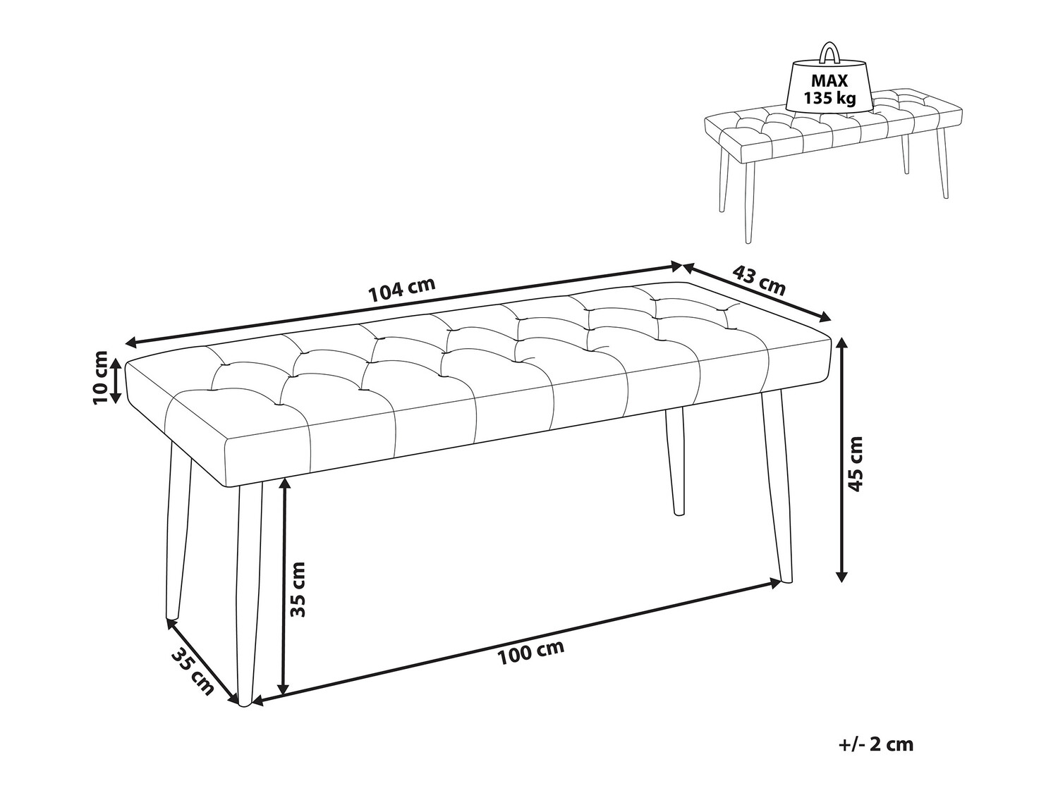 Мягкая скамья Berwyn 348 (Серый + Чёрный)