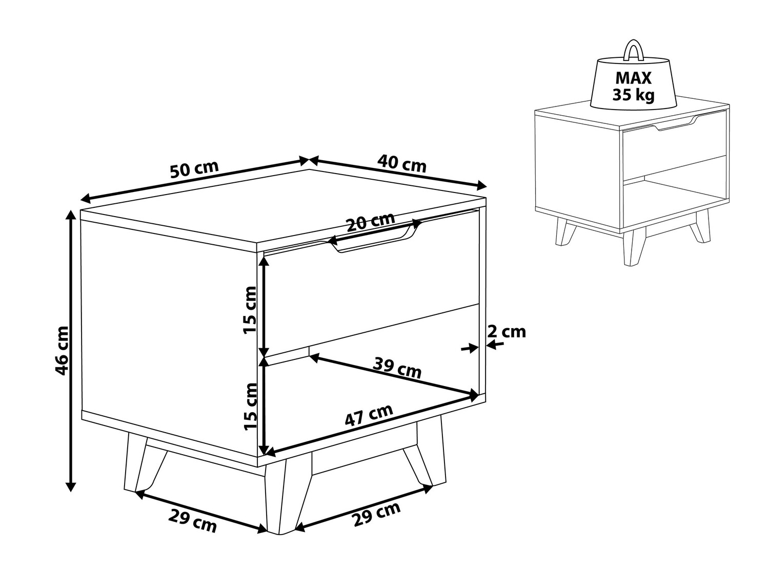 Naktsgaldiņš Berwyn 351 (Balts + Gaišs koks)