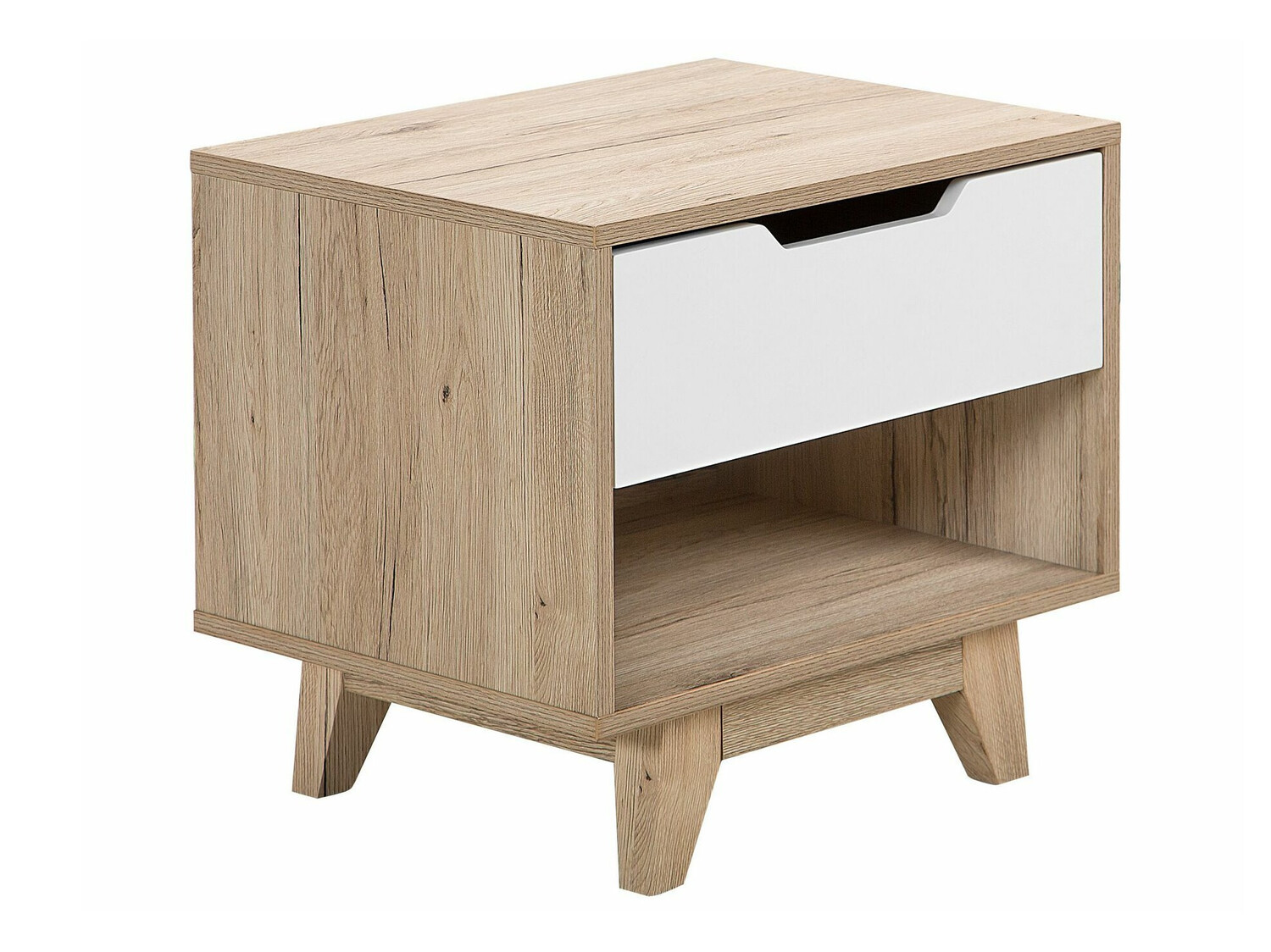 Прикроватная тумбочка Berwyn 351 (Белый + Светлое дерево)