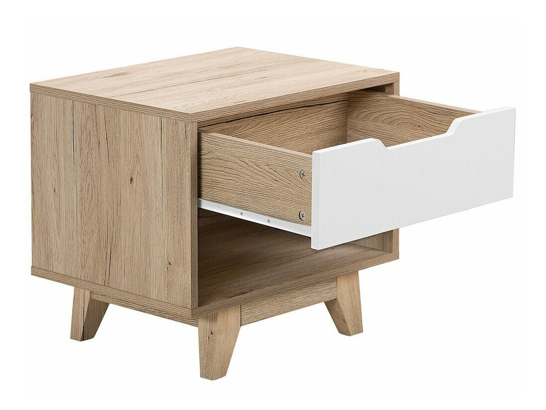 Прикроватная тумбочка Berwyn 351 (Белый + Светлое дерево)