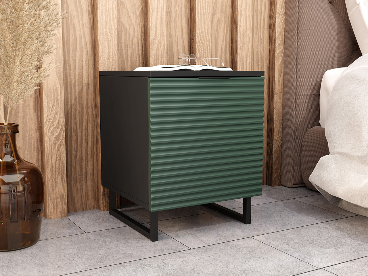Прикроватная тумбочка Sarasota 182 (Зелёный + Чёрный)