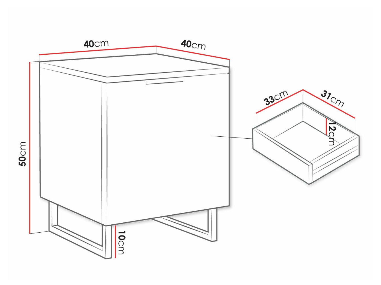 Прикроватная тумбочка Sarasota 182 (Зелёный + Чёрный)