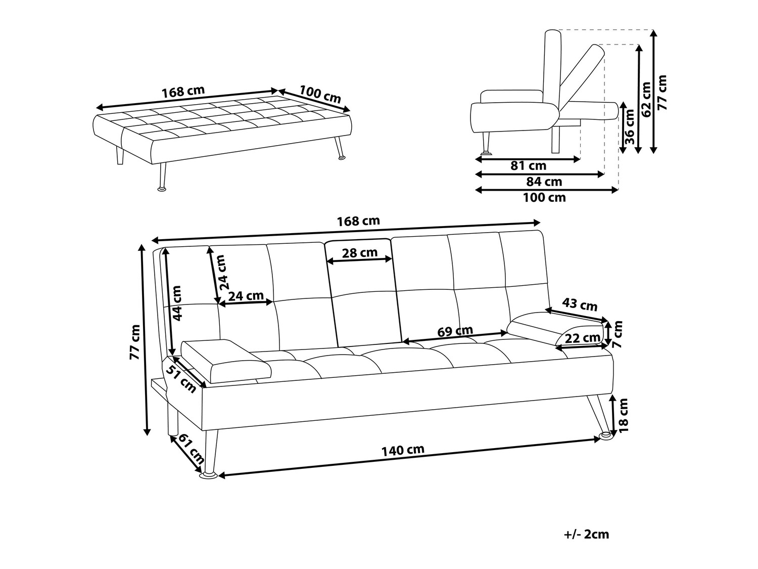 Dīvāns gulta Berwyn 417 (Gaiši pelēks)
