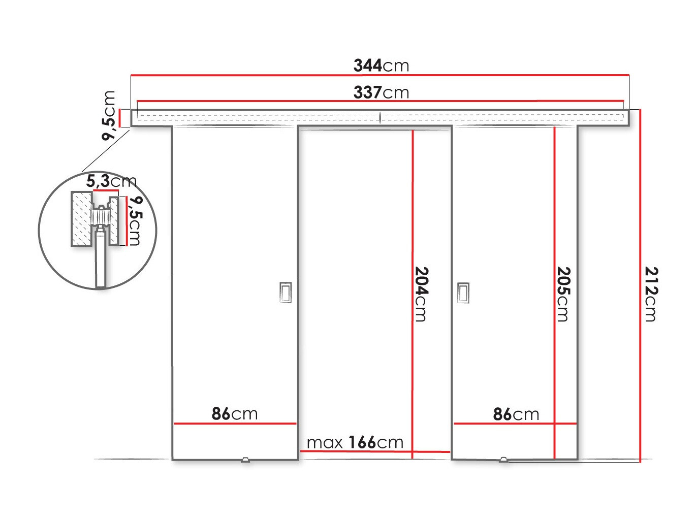 Bīdāmas durvis Dover 200 (Craft ozols)