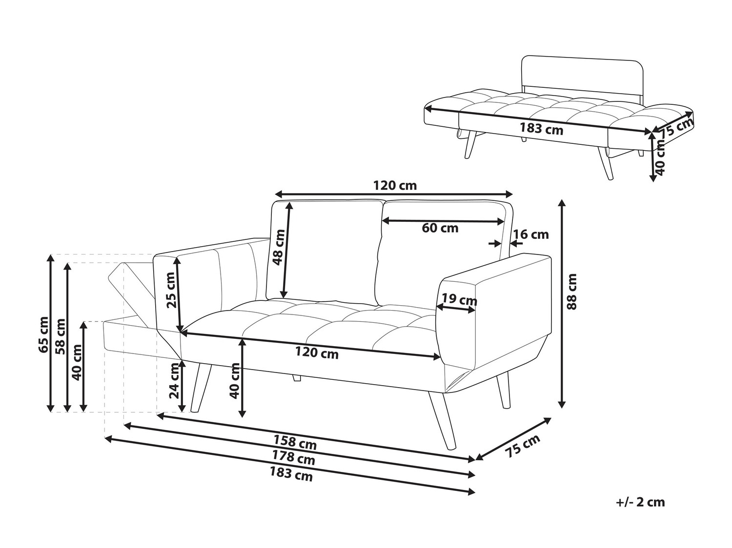Dīvāns Berwyn 446 (Tumši pelēks)