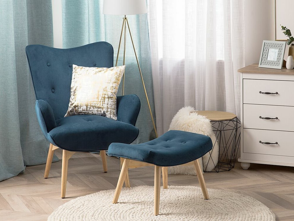 Krēsls Berwyn 450 (Zils + Gaišs koks)