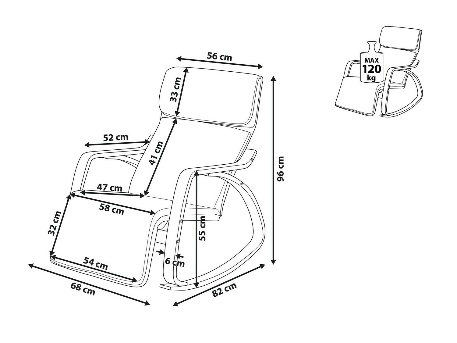 Šūpuļkrēsls Berwyn 463 (Bēšs + Gaišs koks)