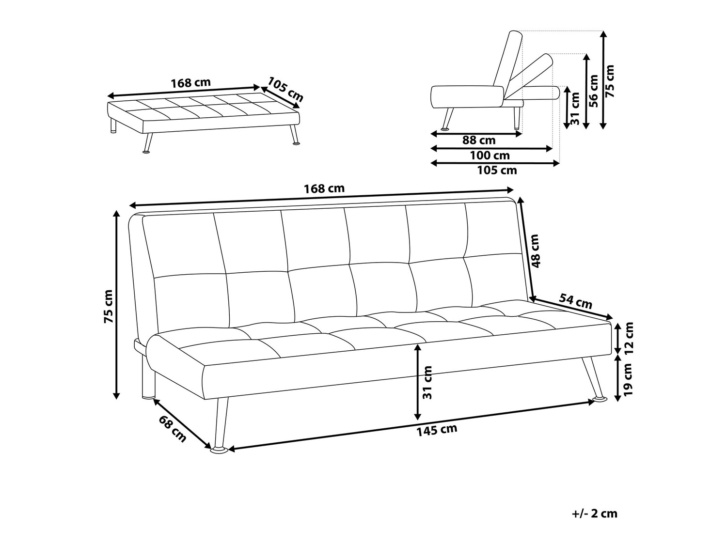 Dīvāns gulta Berwyn 477 (Bēšs)