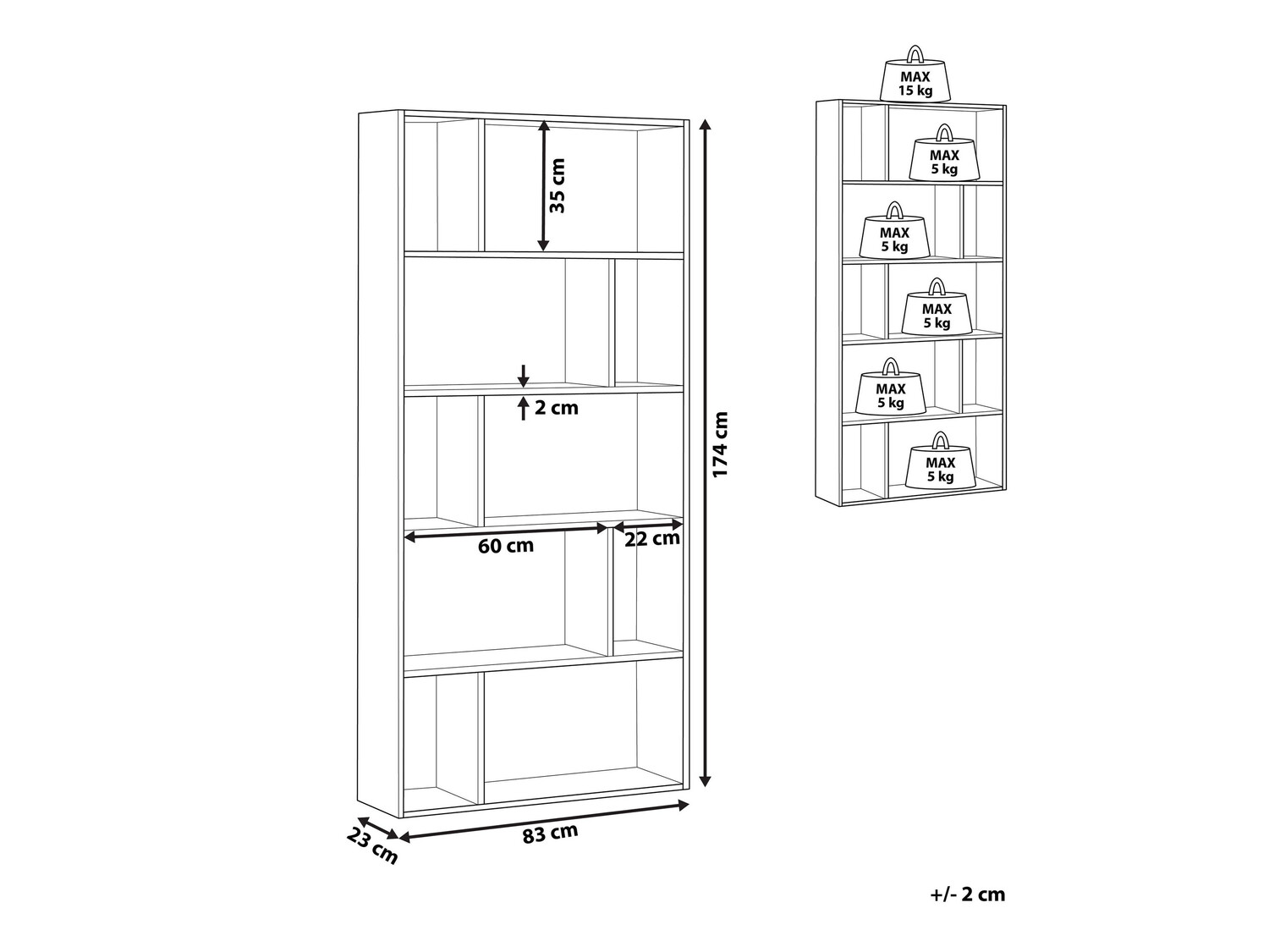 Стеллаж Berwyn 480 (Темное дерево + Белый)