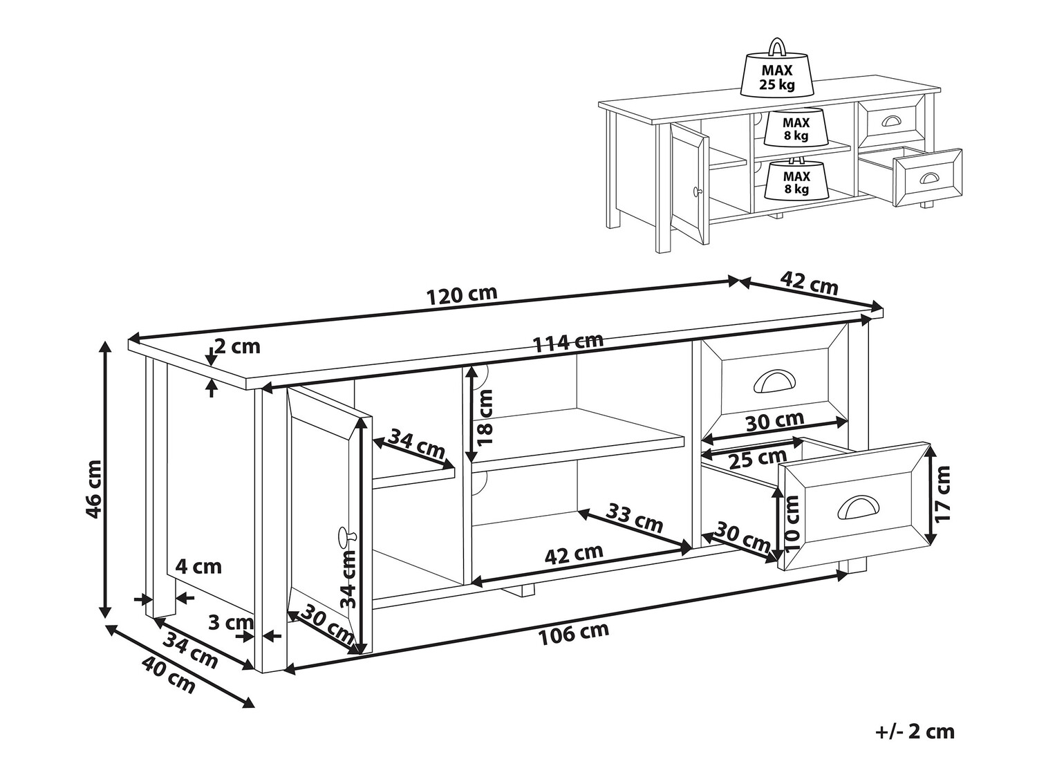 TV galds Berwyn 495 (Balts)