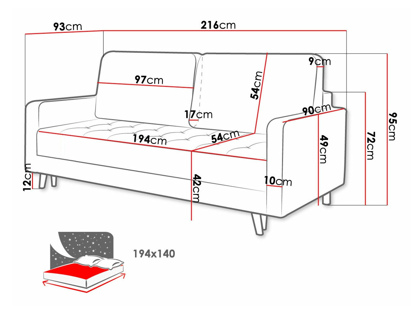 Dīvāns gulta Independence 102 (Kronos 22)