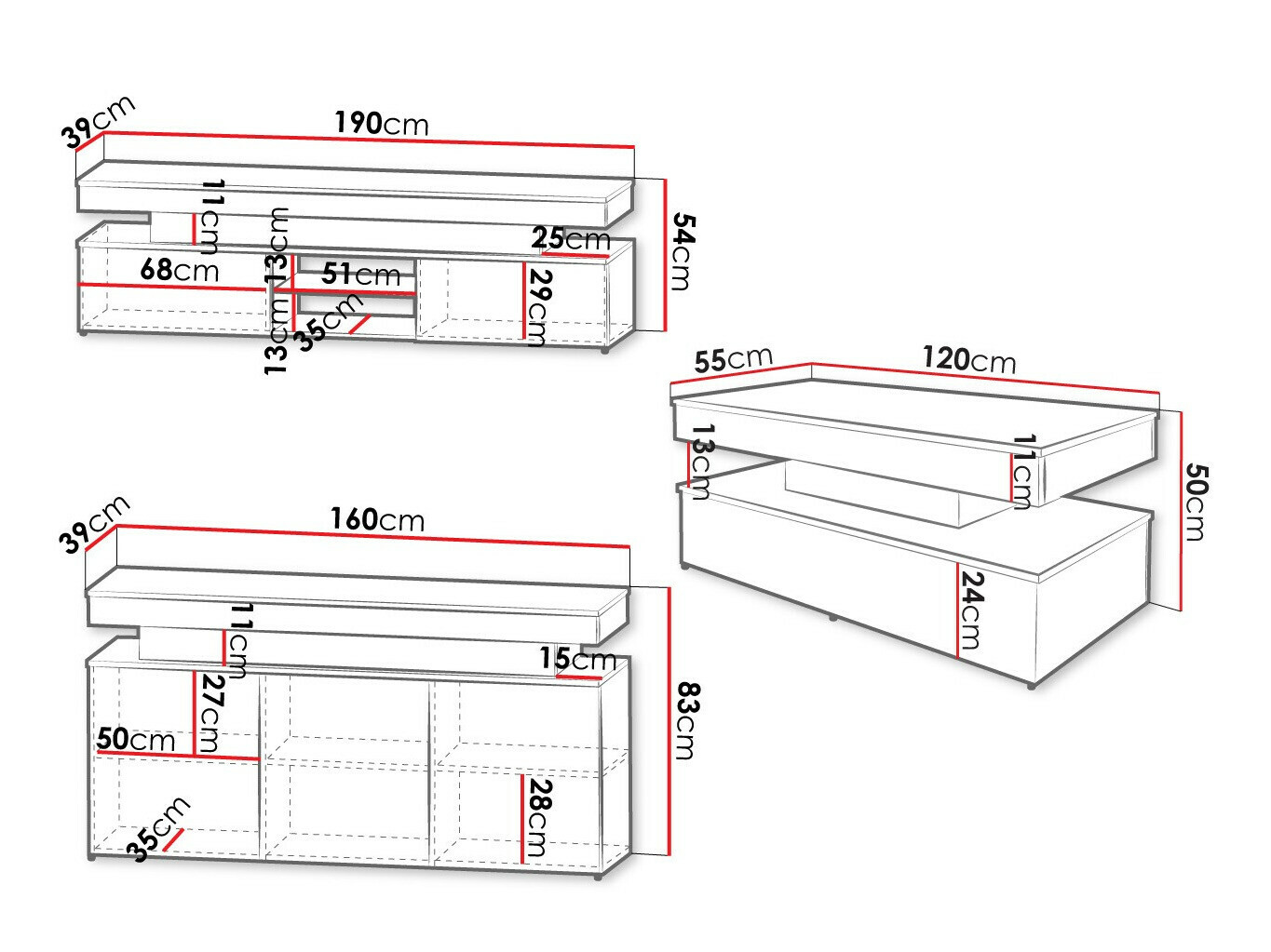 Набор для гостиной Monfero 105 (Чёрный + Глянцевый черный)