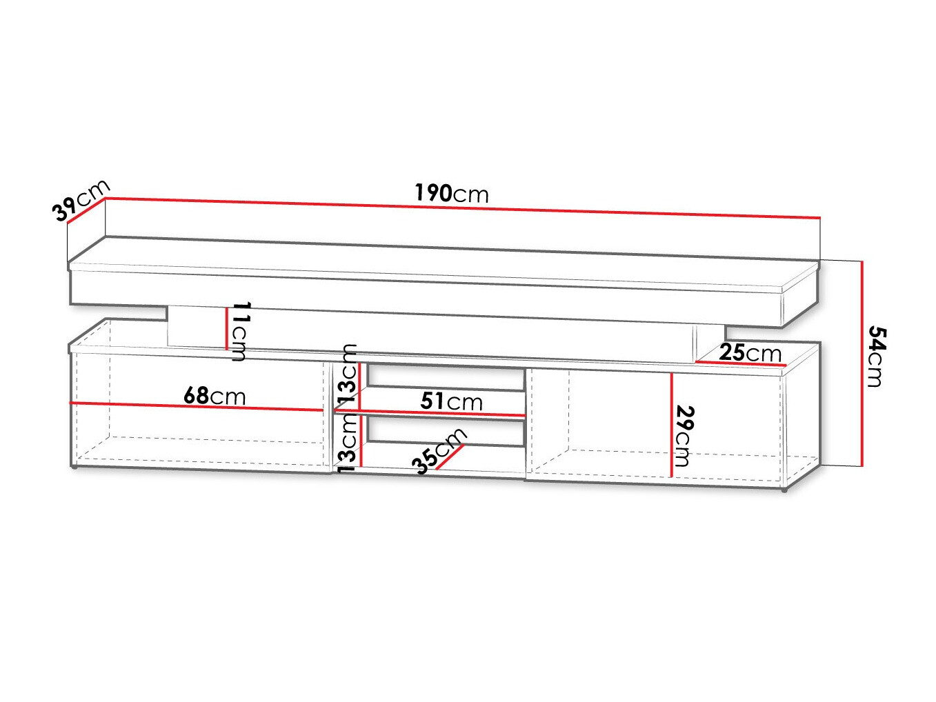 TV galds Monfero (Melns + Glancēts melns)