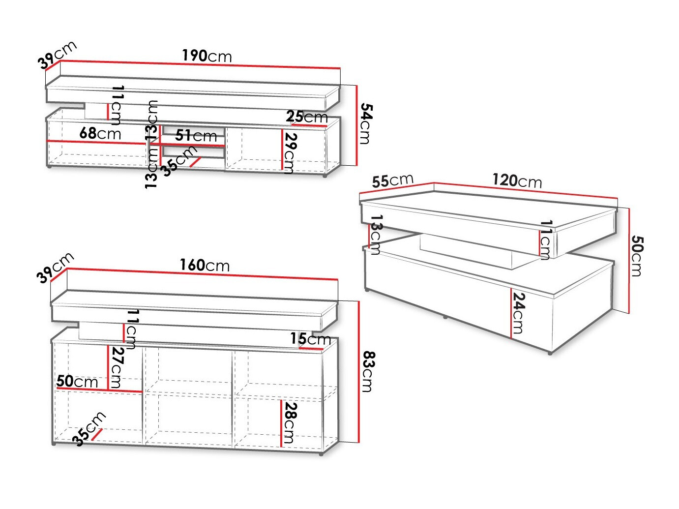 Viesistabas komplekts Monfero 105 (Balts + Glancēts balts)