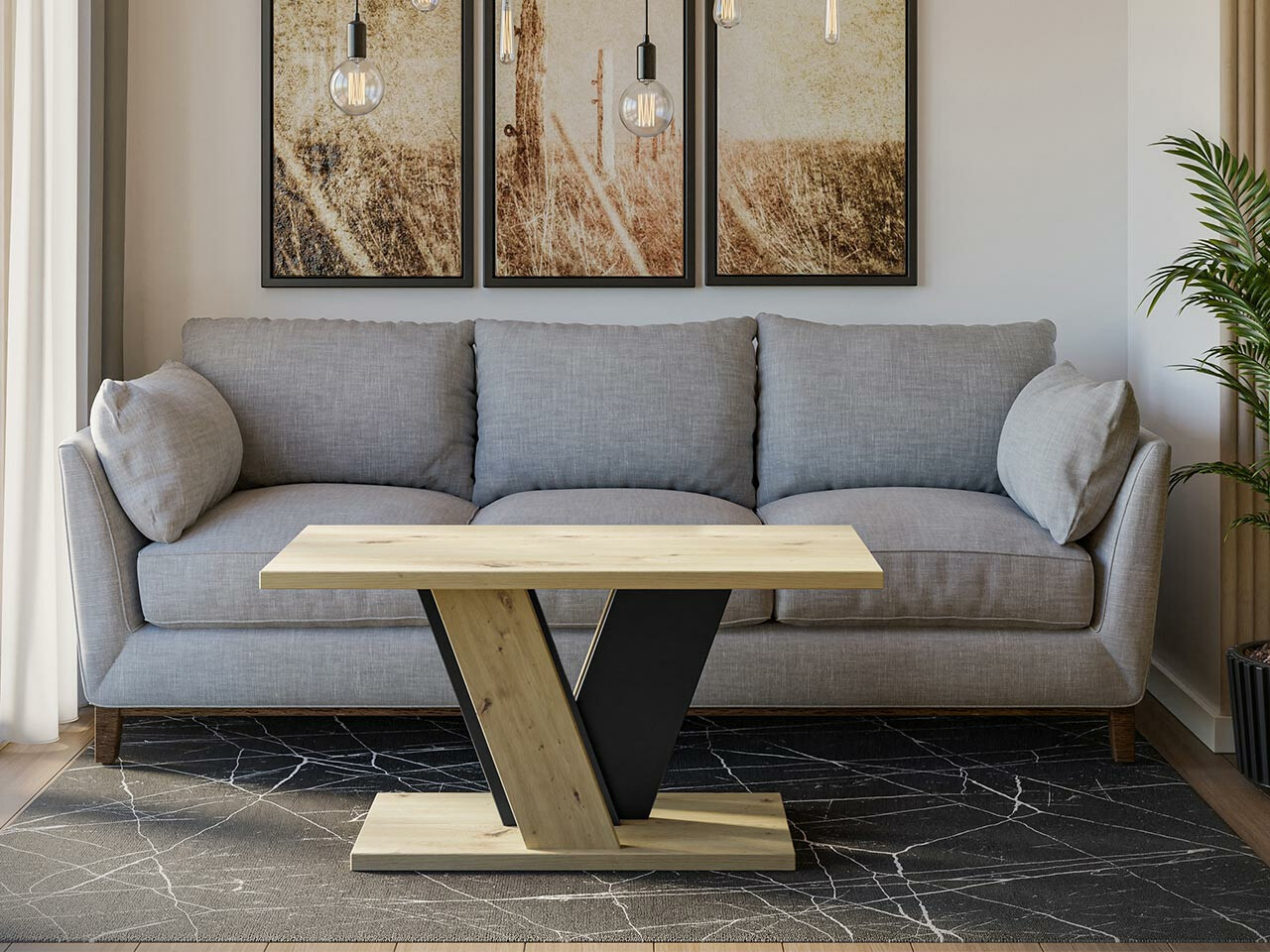 Журнальный столик Goodyear 128 (Artisan дуб + Чёрный)