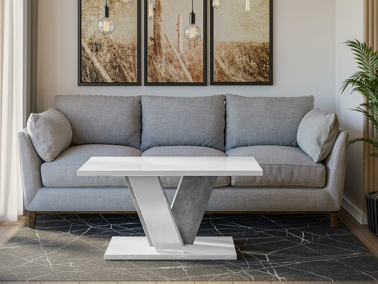 Журнальный столик Goodyear 128 (Глянцевый белый + Серый)