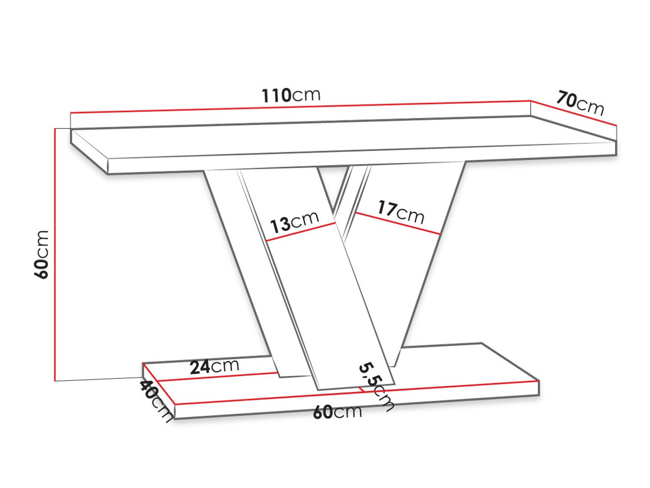 Журнальный столик Goodyear 128 (Глянцевый белый + Серый)