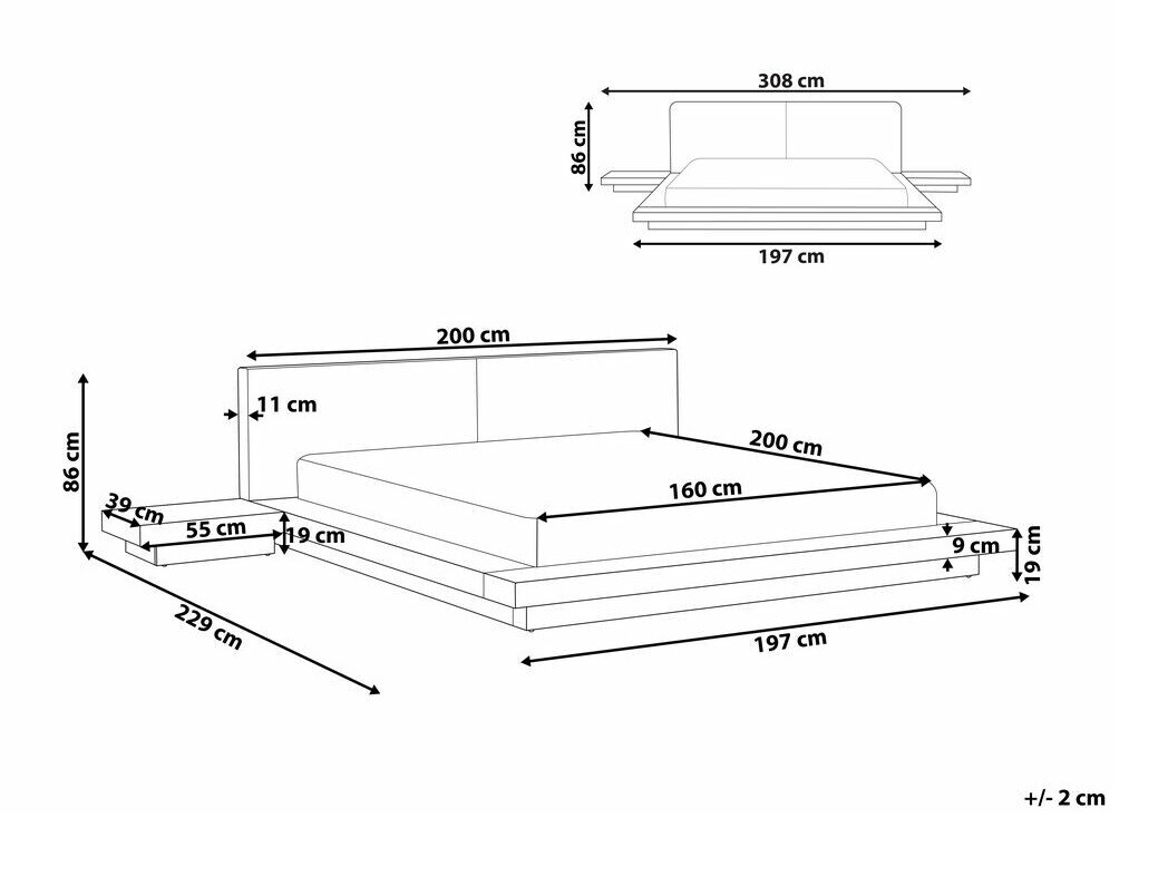 Кровать Berwyn 541 (Белый) С тумбочками