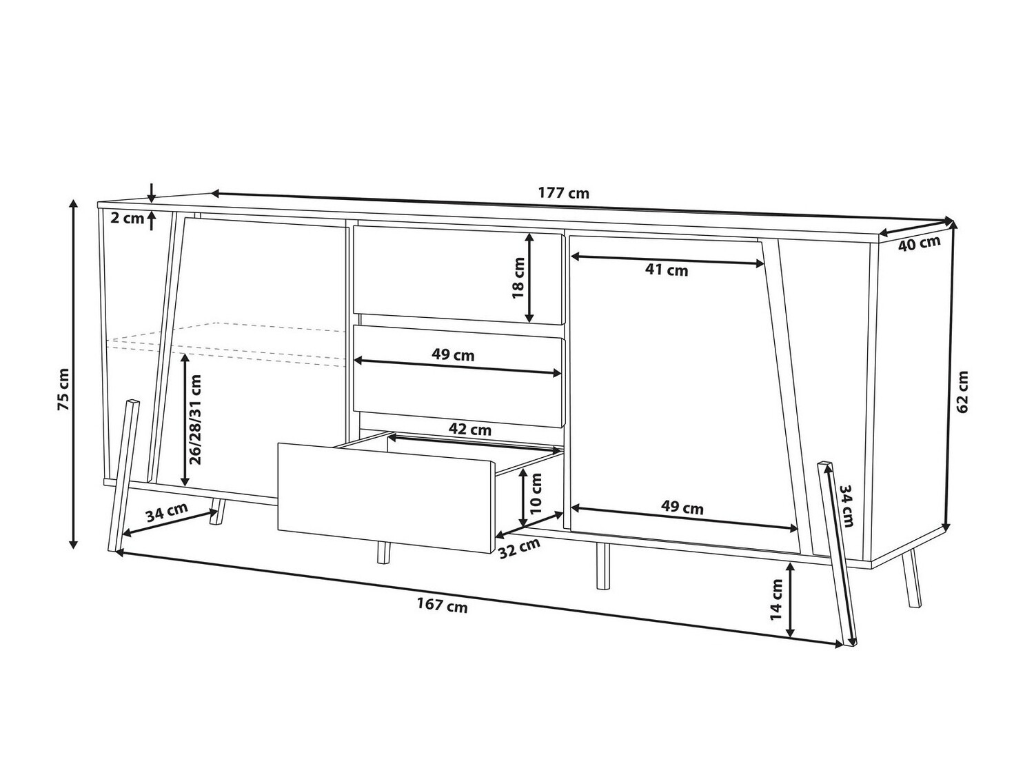 Kомод Berwyn 545 (Серый + Чёрный)