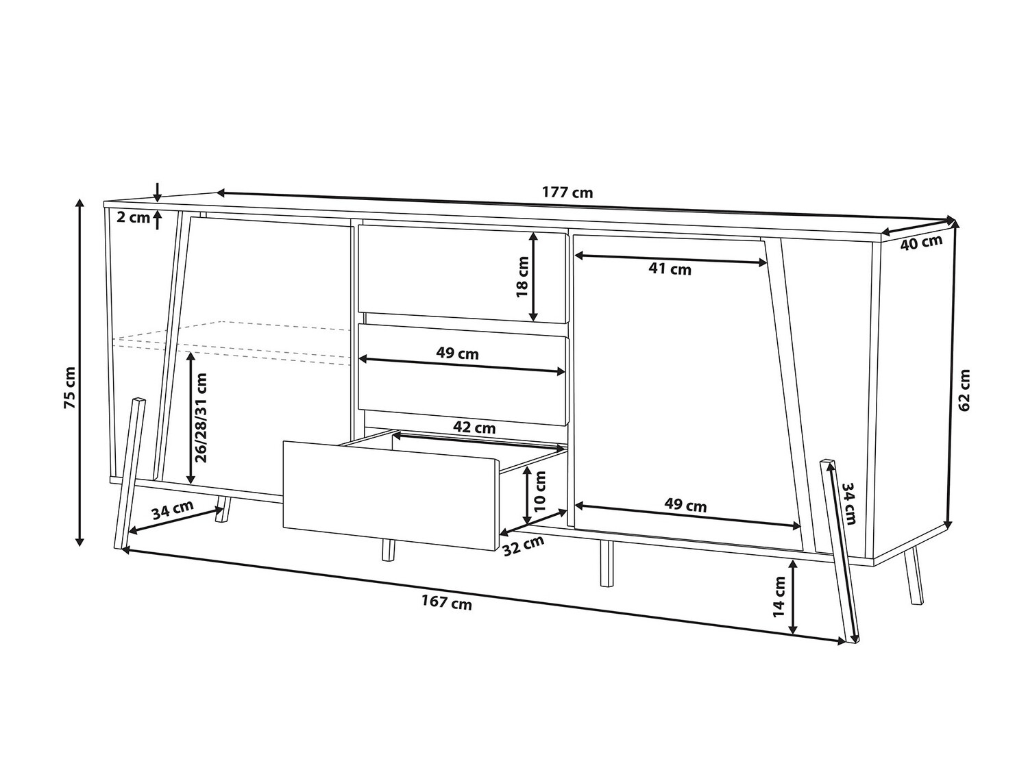 Kumode Berwyn 545 (Tumšs koks + Melns)