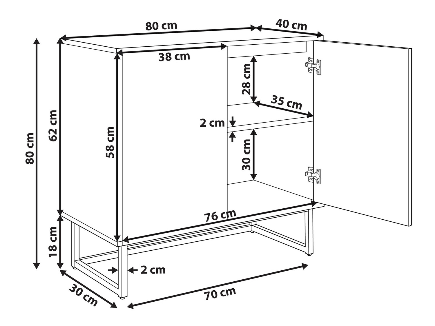 Шкафчик Berwyn 542 (Светлое дерево + Чёрный)