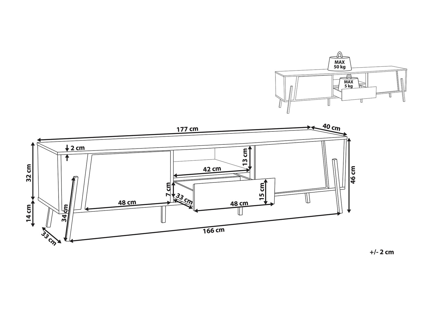 ТВ тумба Berwyn 544 (Темное дерево + Чёрный)