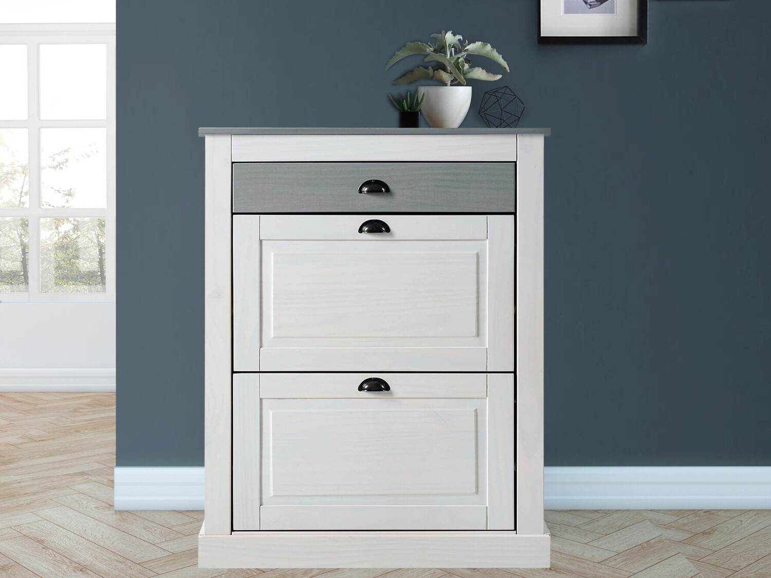 Тумба для обуви Etviri 110 (Белый + Серый)