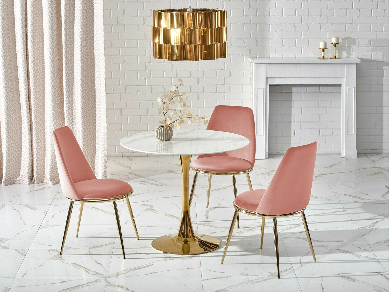 Krēsls Houston 1327 (Gaiši rozā + Zelta)