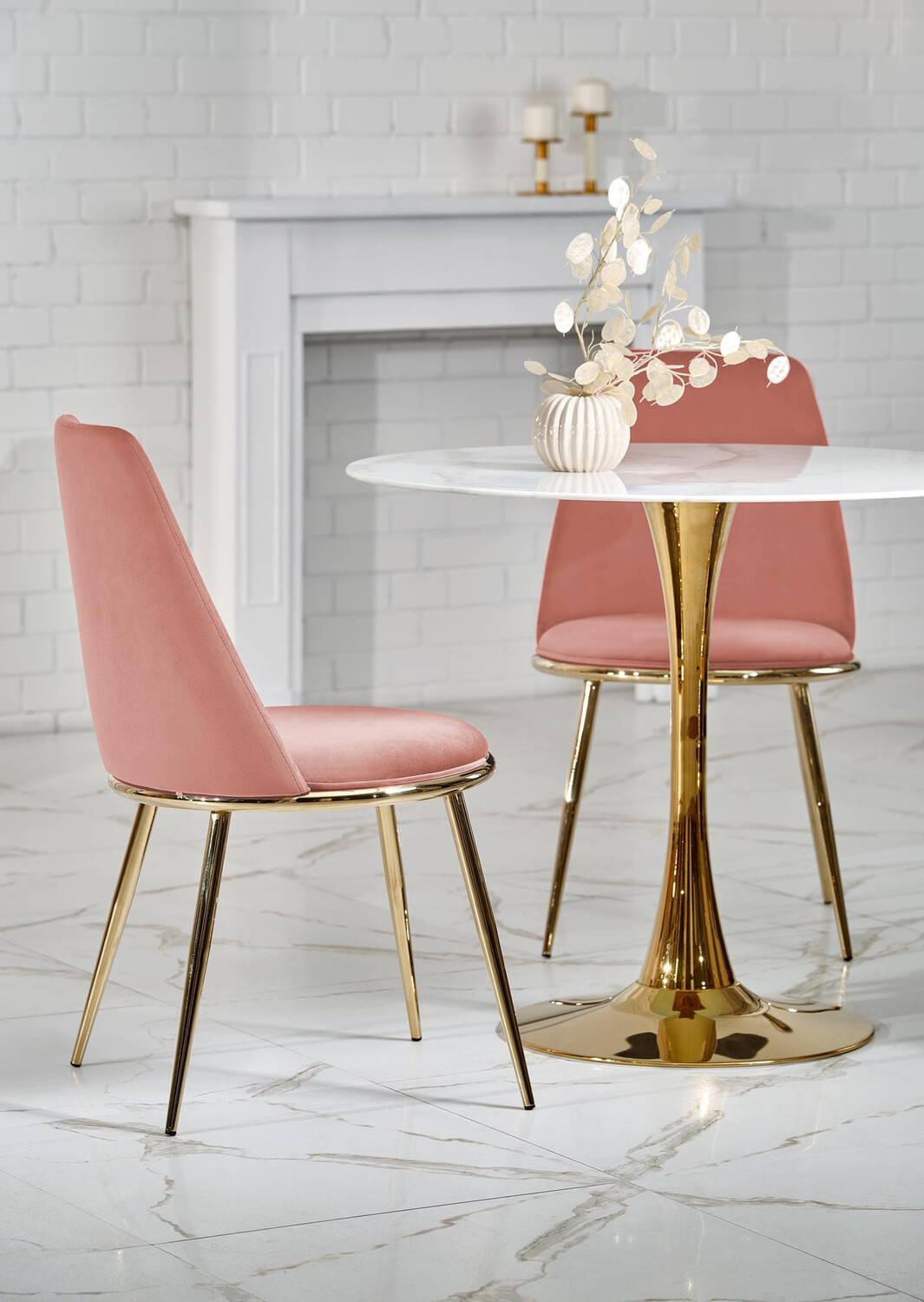 Стул Houston 1327 (Светло-розовый + Золотой)