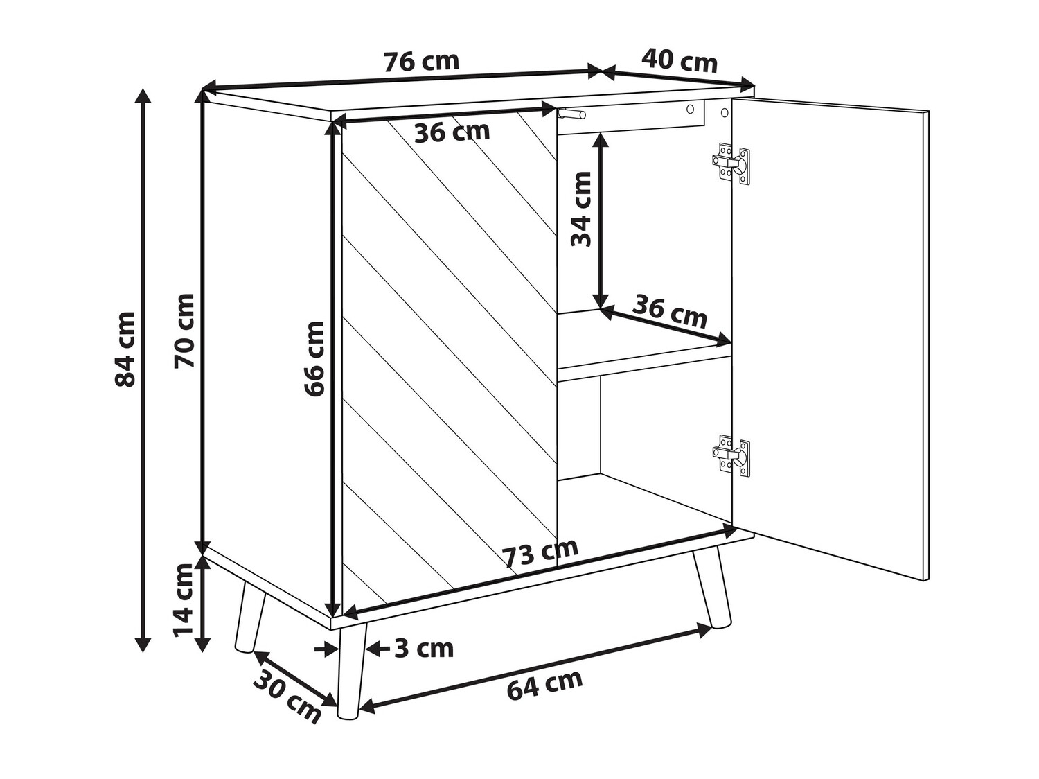 Skapis Berwyn 586 (Gaišs koks + Melns)