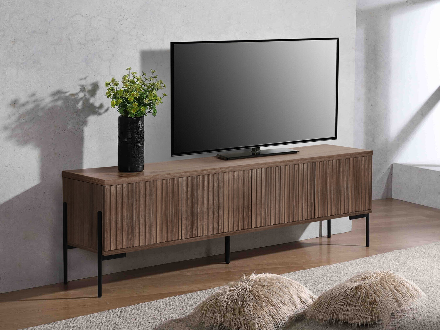 TV galds Denton 1188 (Melns + Rieksts)