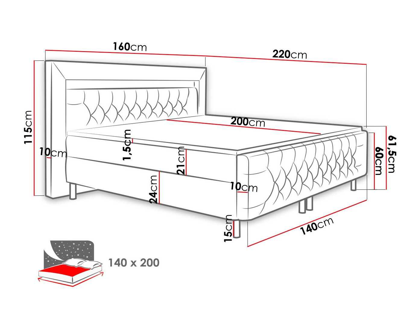 Kontinentālā gulta Nashville 125