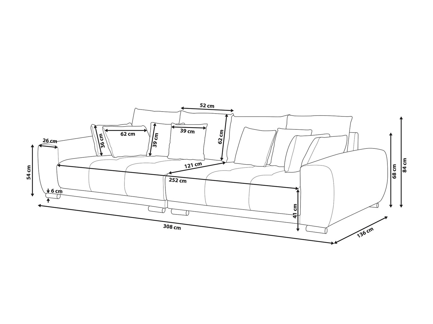Moduļu dīvāns Berwyn 598 (Pelēks + Melns)