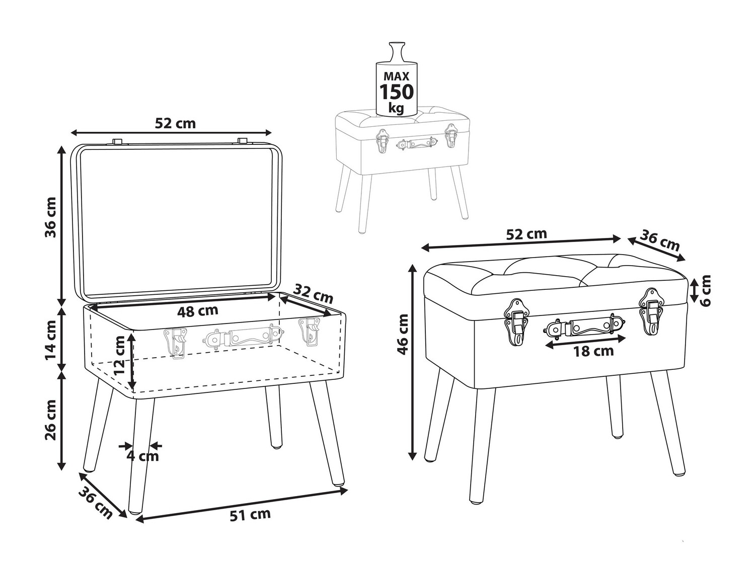 Pufs Berwyn 602 (Melns)