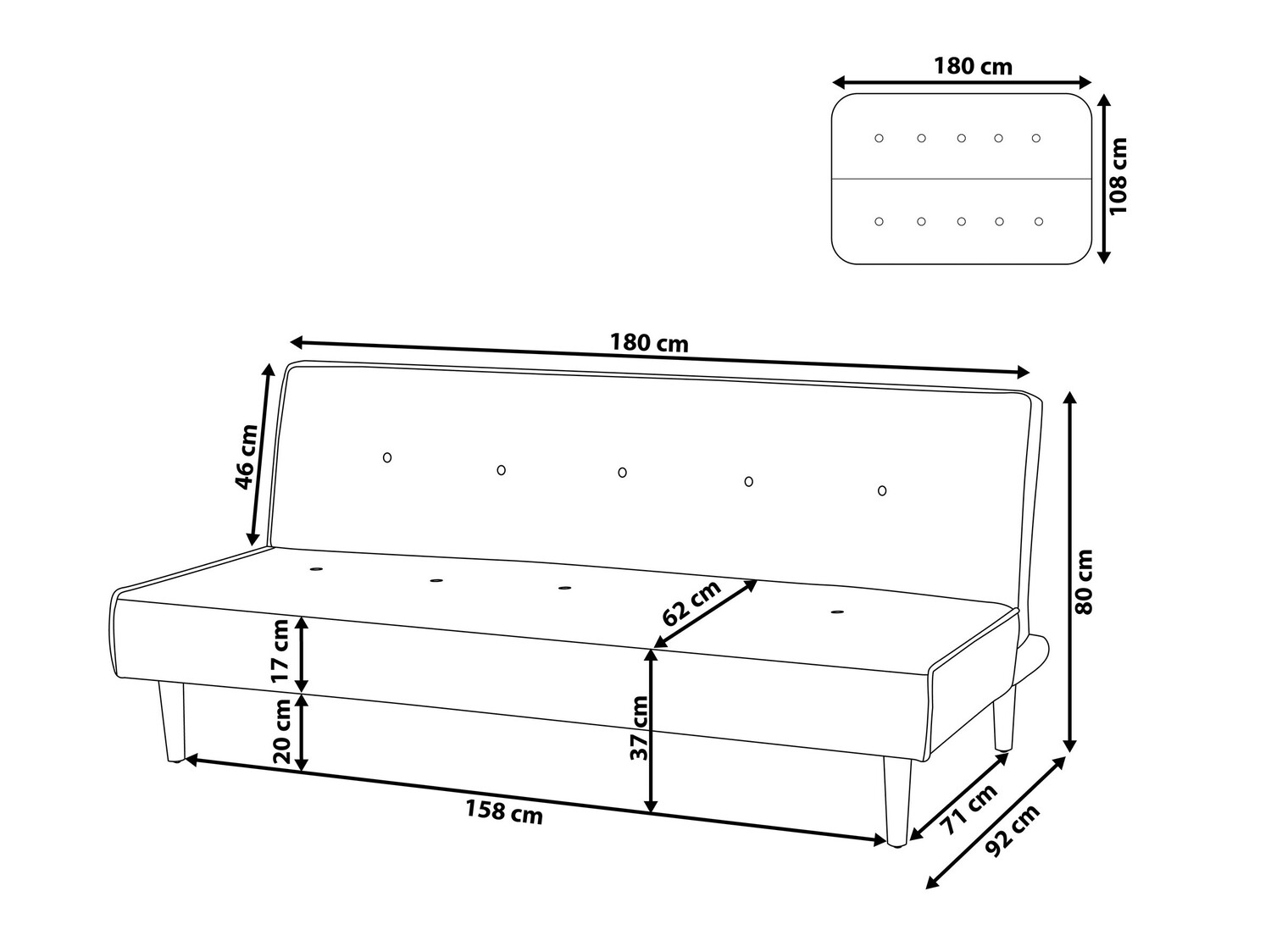 Dīvāns gulta Berwyn 608 (Tumši pelēks)