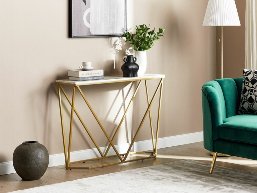 Konsole Berwyn 615 (Zelta + Balts marmors)