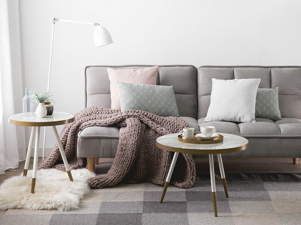 Kafijas galdiņš Berwyn 643 (Zelta + Balts marmors)