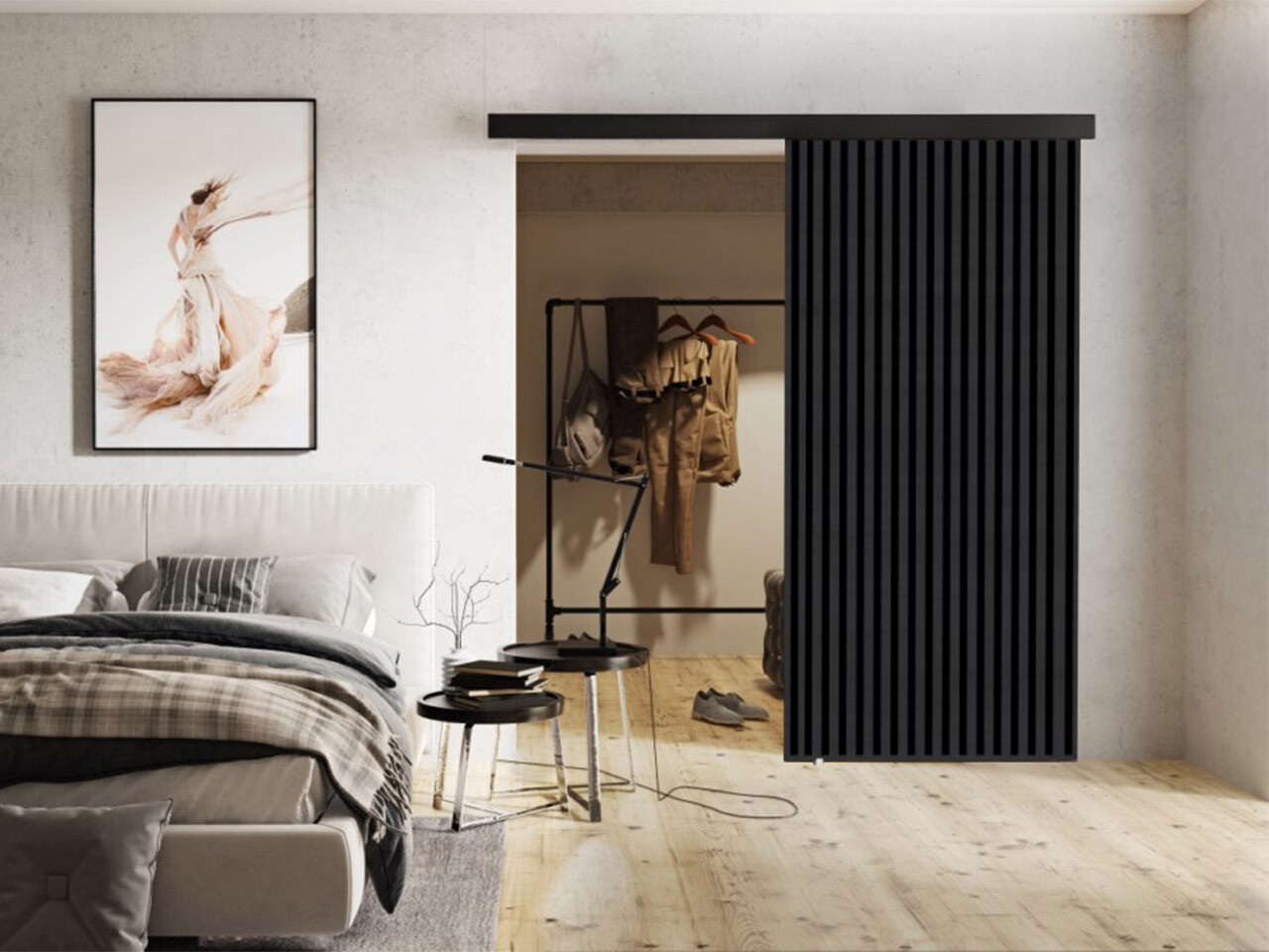 Bīdāmas durvis Dover 203 (Antracīts + Melns)