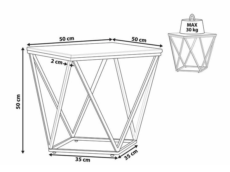 Kafijas galdiņš Berwyn 651 (Melns + Brūns marmors)
