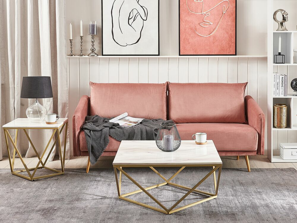 Kafijas galdiņš Berwyn 651 (Zelta + Brūns marmors)