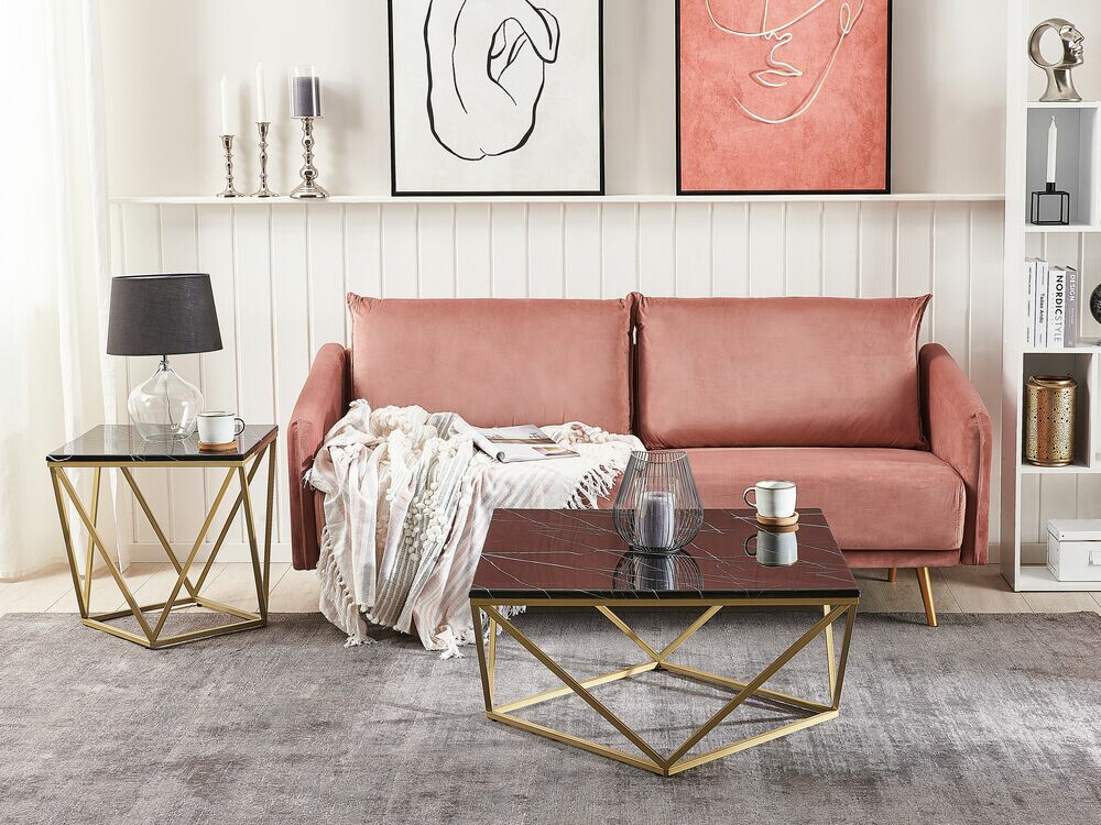 Кофейный столик Berwyn 651 (Золотой + Черный мрамор)